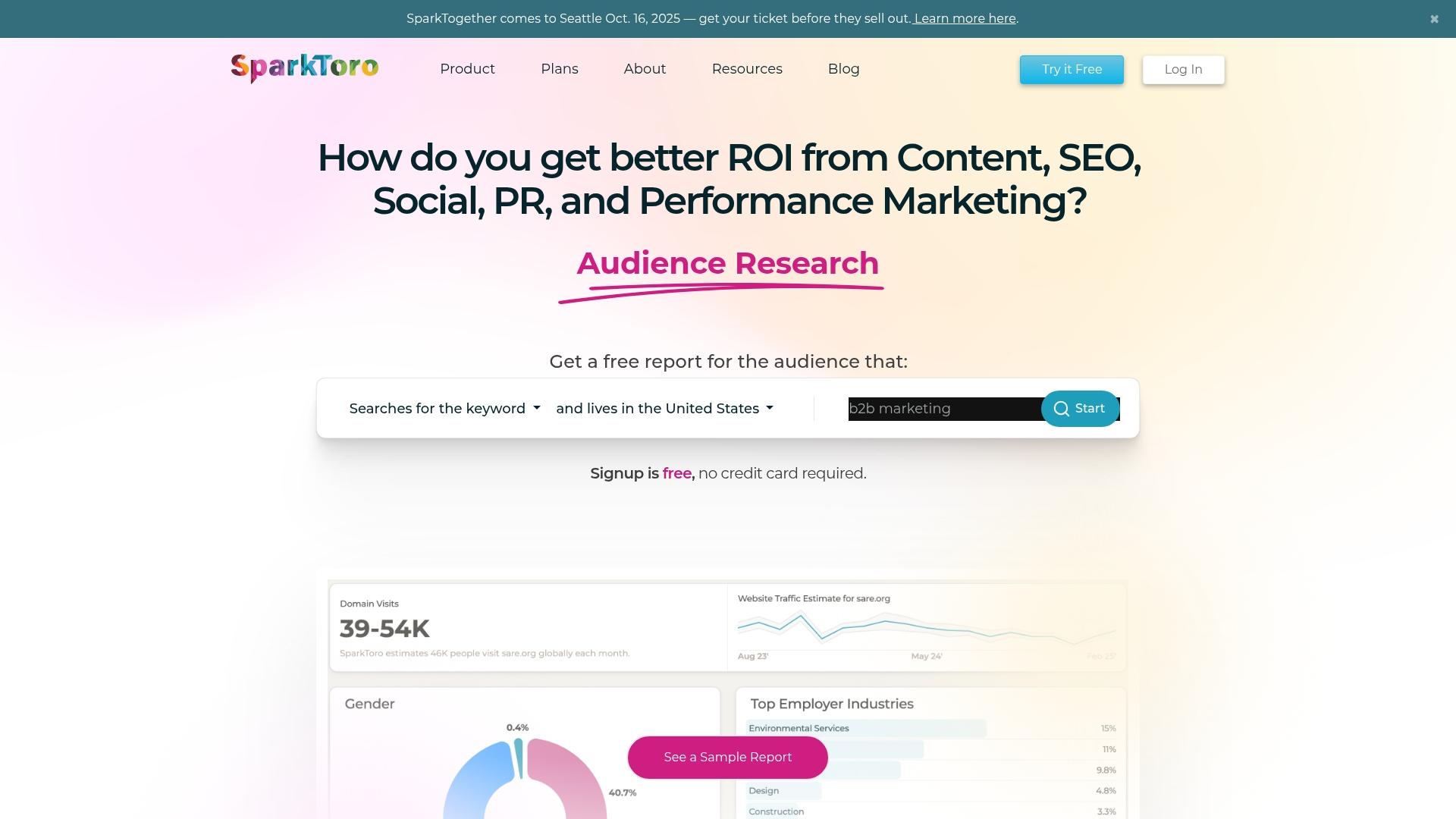 SPARKTORO AUDIENCE RESEARCH DASHBOARD SHOWING SOURCES OF INFLUENCE