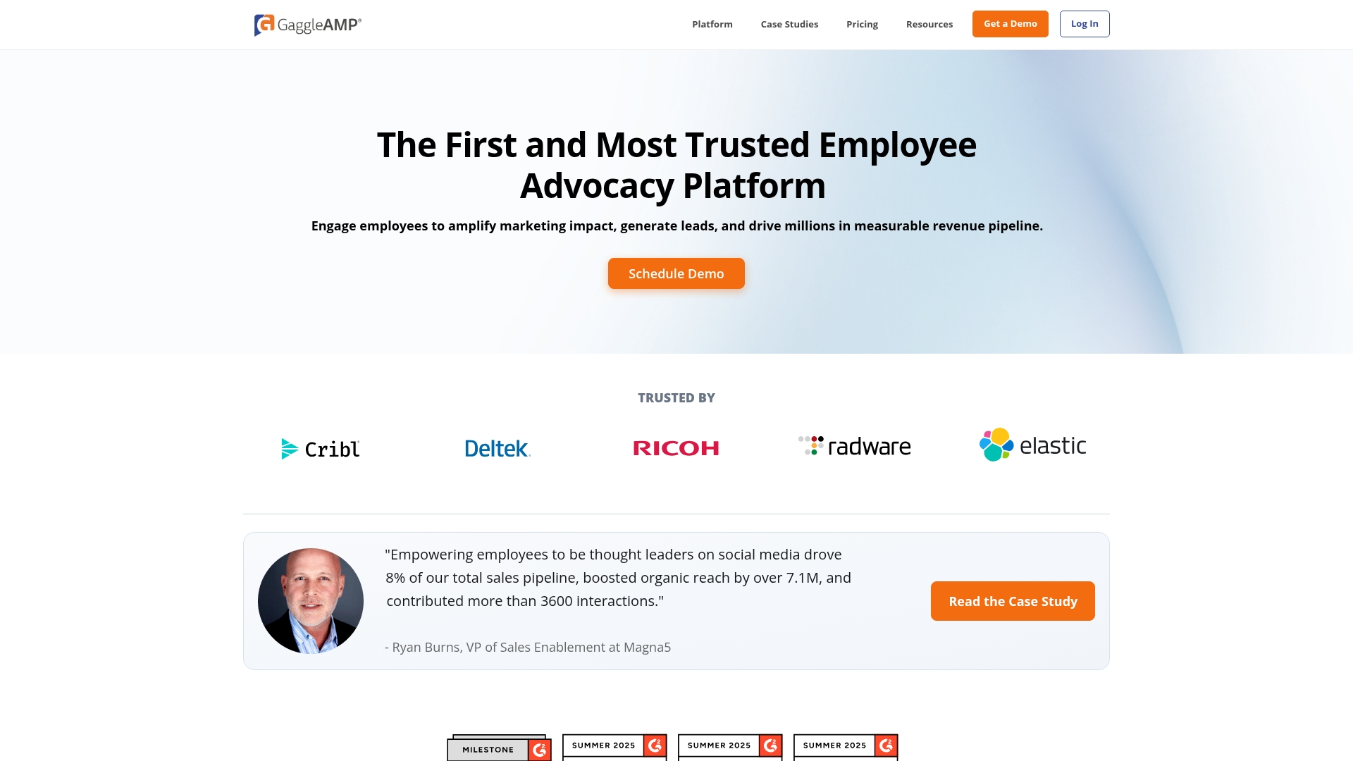GaggleAMP ANALYTICS DASHBOARD SHOWING EMPLOYEE ADVOCACY METRICS