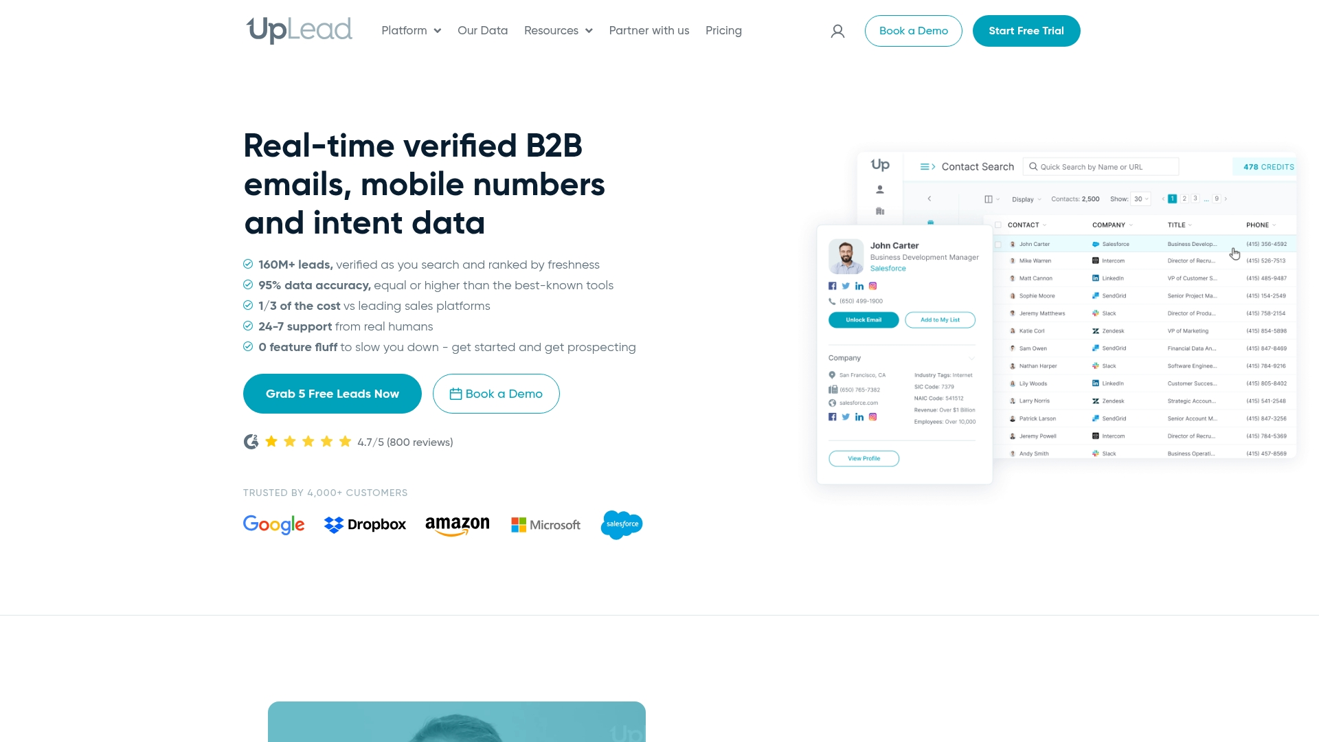 UpLead LinkedIn profile enrichment extension