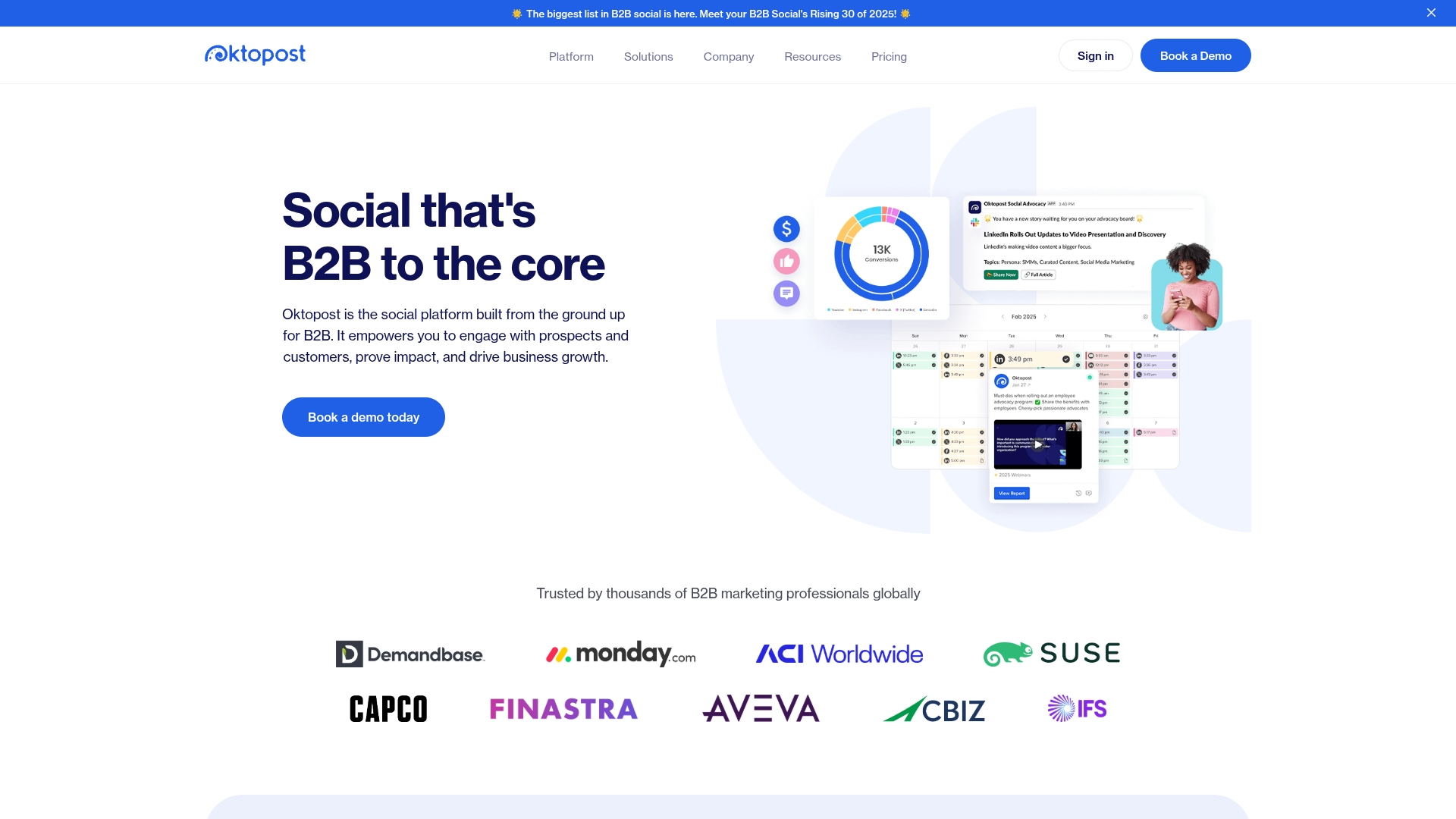 Oktopost B2B analytics dashboard