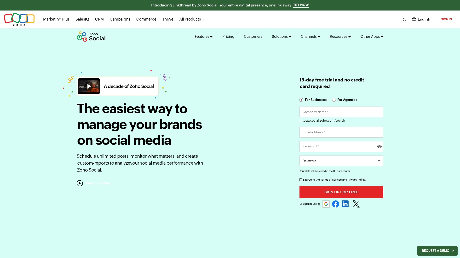 Zoho Social CRM integration dashboard