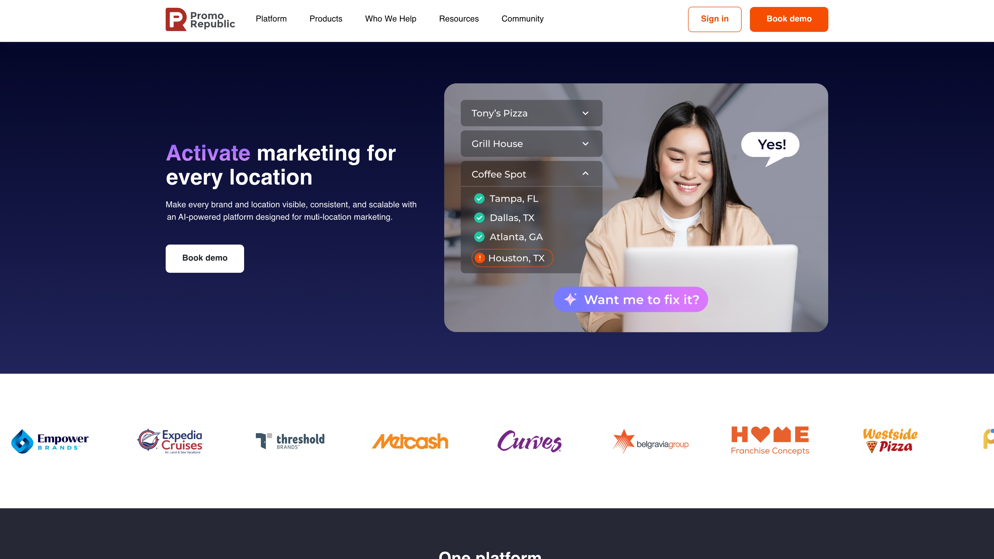 PromoRepublic location-based content calendar