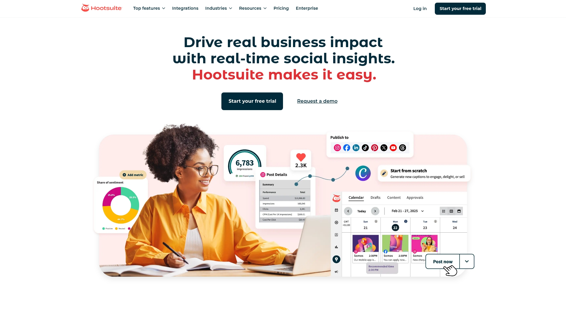 Hootsuite Dashboard view showing content approvals