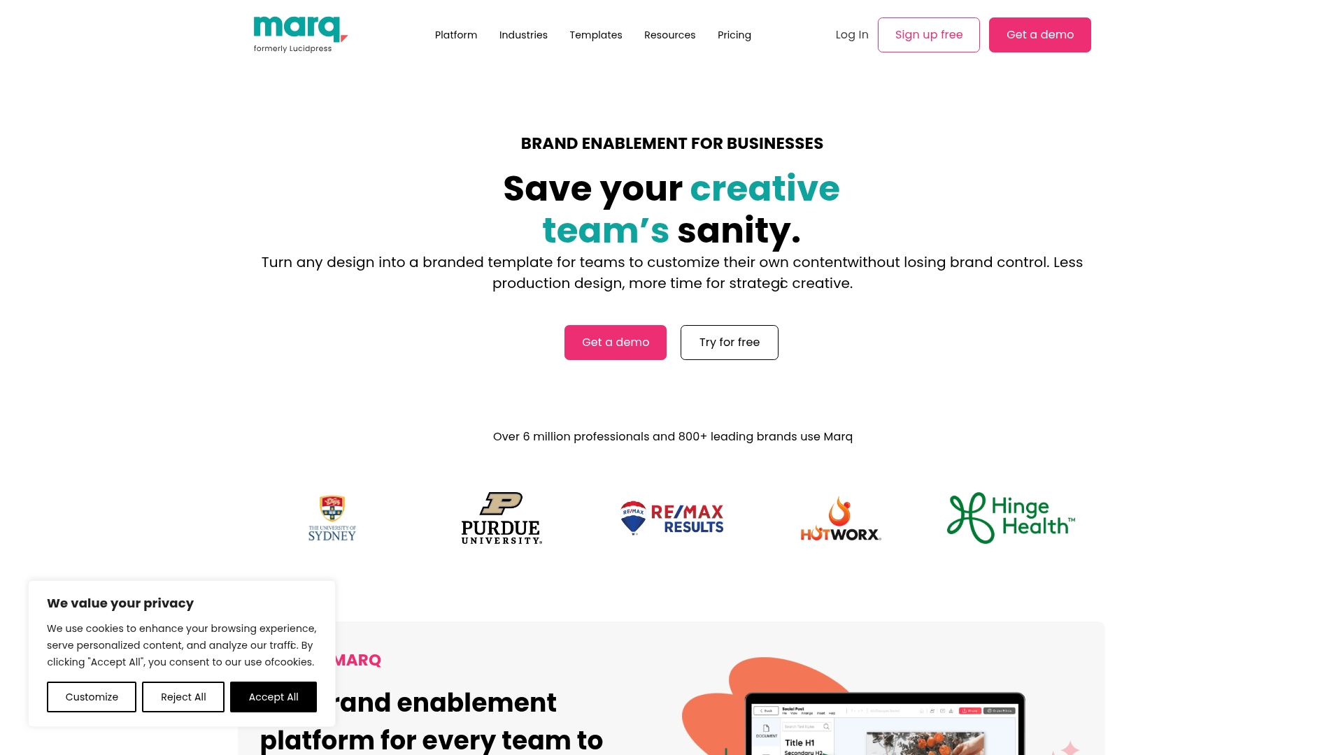 Marq brand templating interface