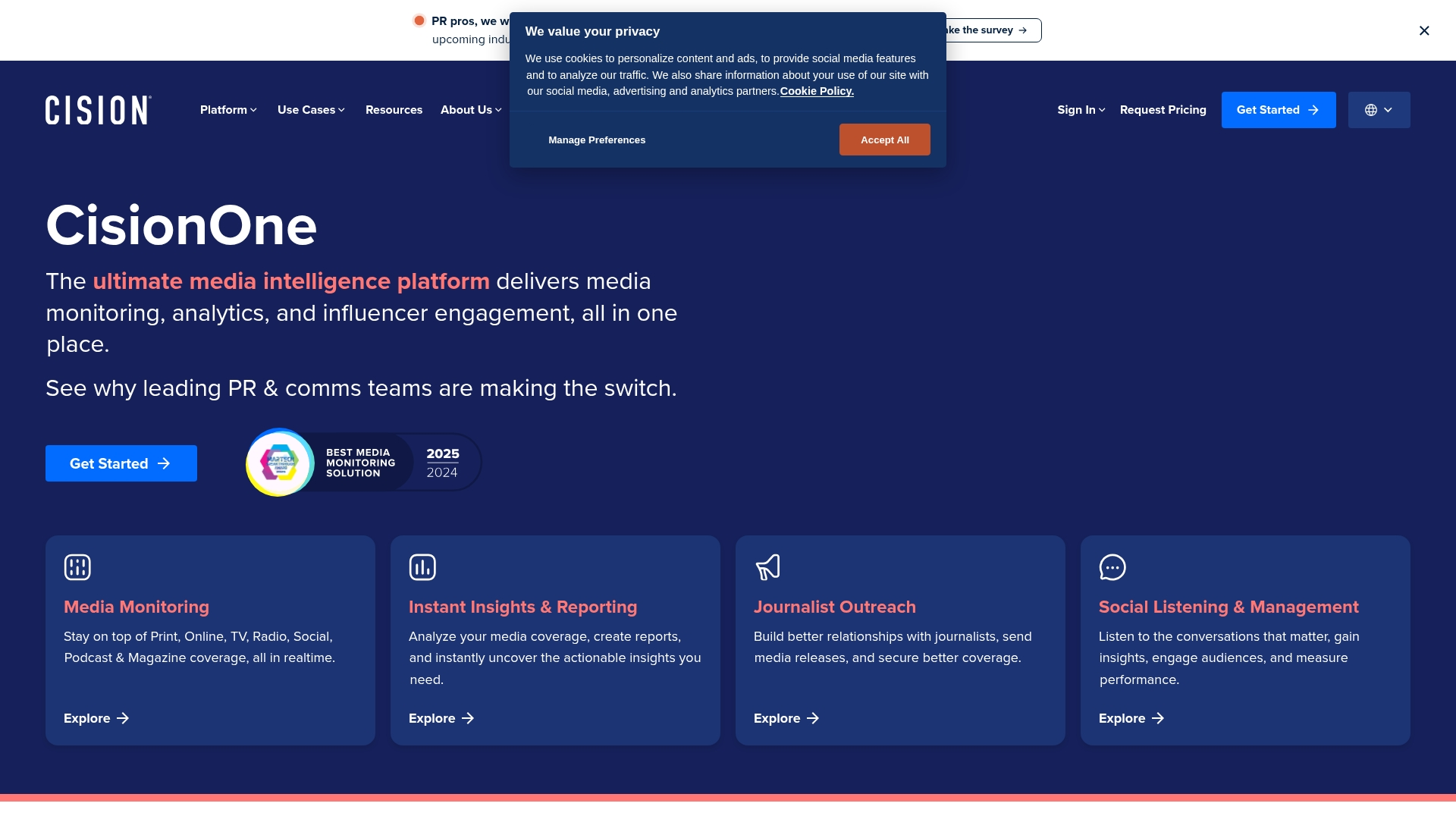 Cision media database and monitoring tools
