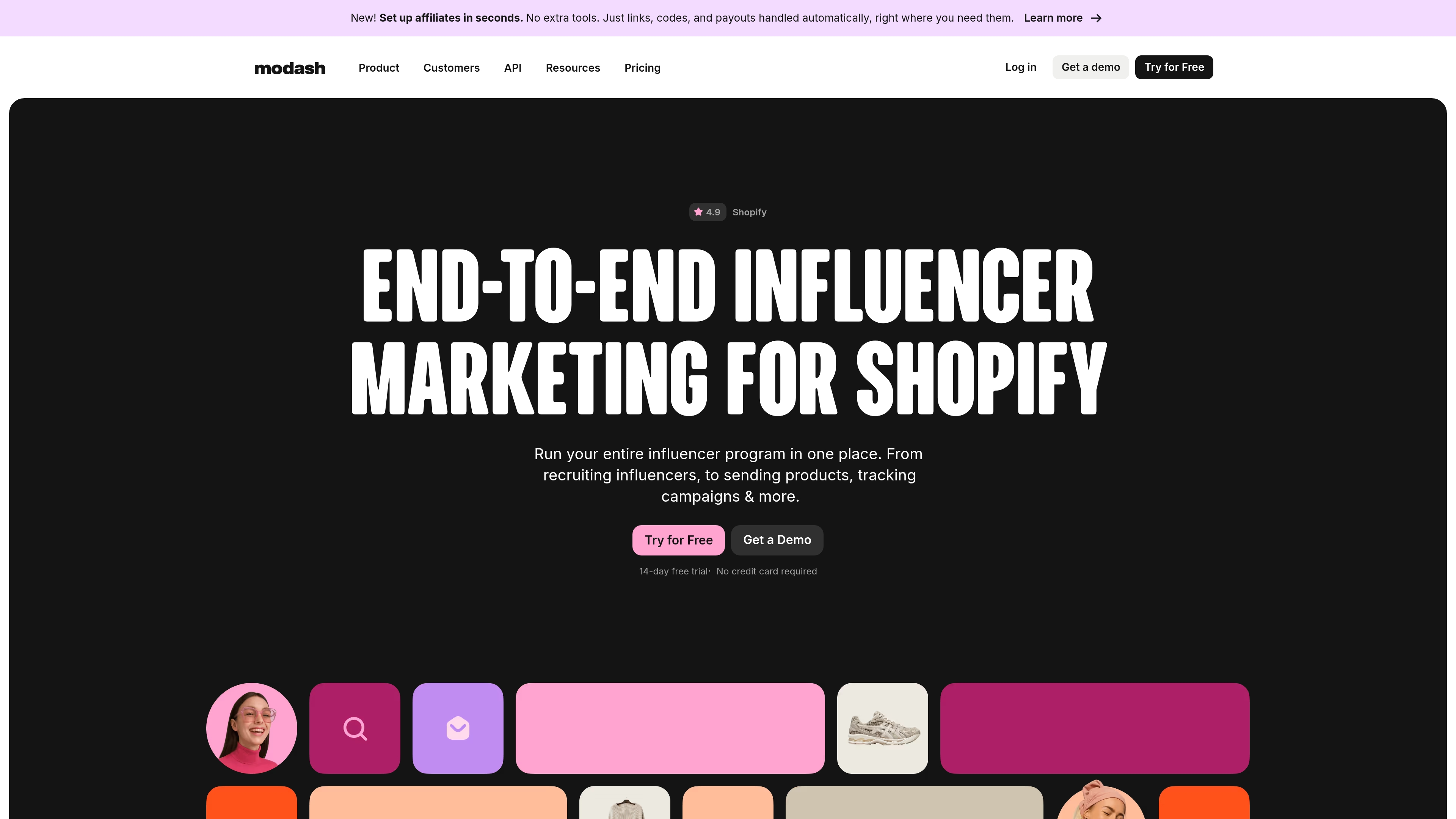 MODASH INFLUENCER DISCOVERY INTERFACE SHOWING YOUTUBE CREATOR FILTERS