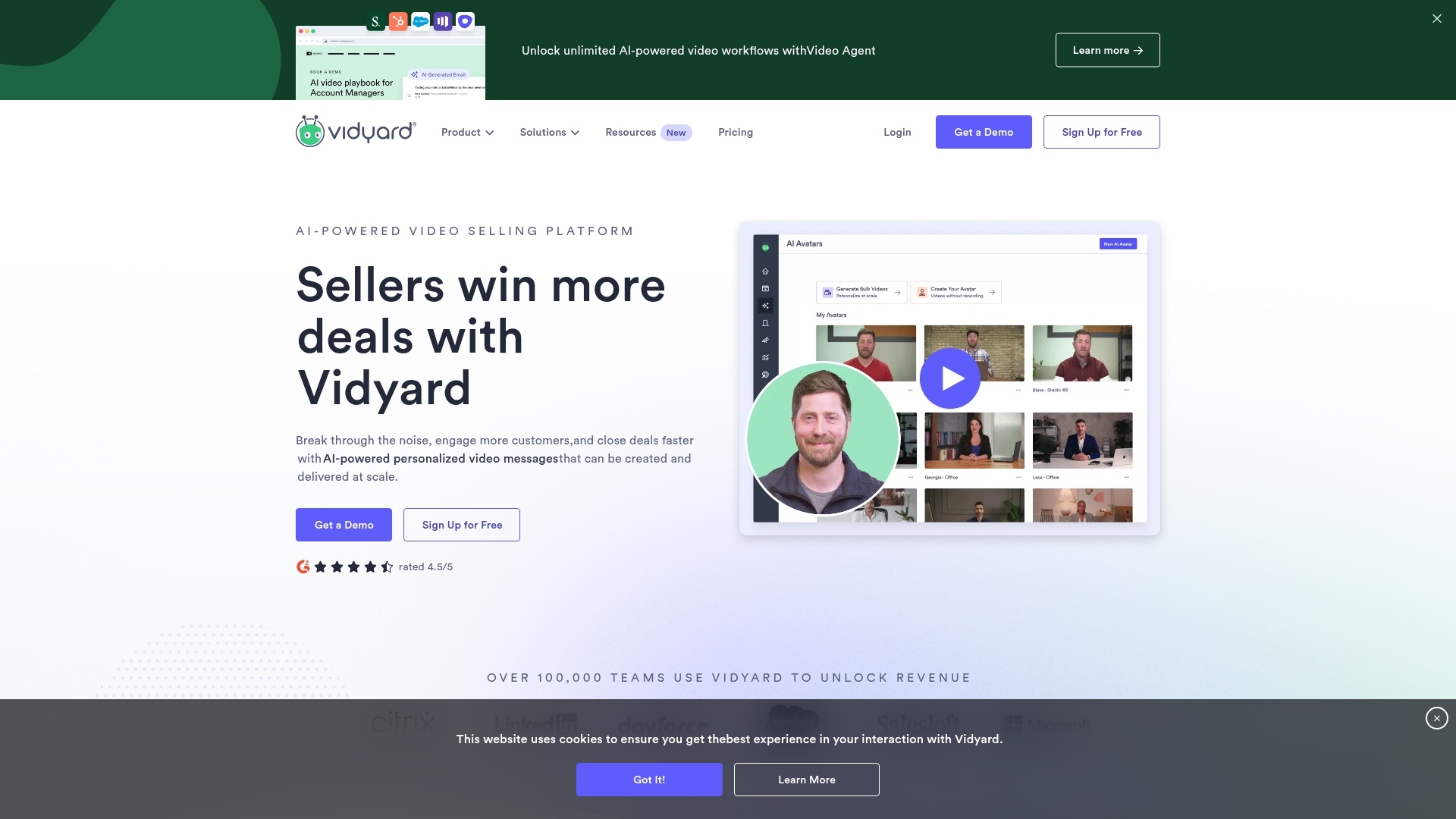 Vidyard analytics dashboard showing video engagement data