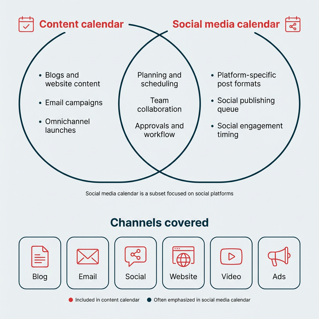 Content calendar vs social media calendar