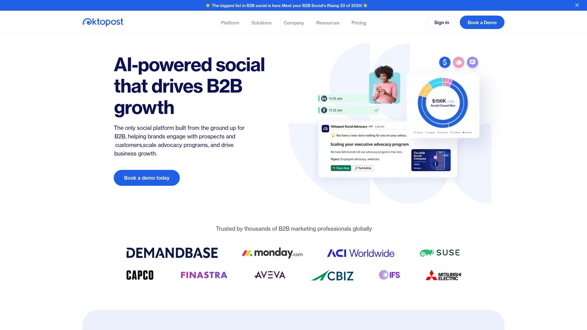 Oktopost Funnel-focused analytics dashboard
