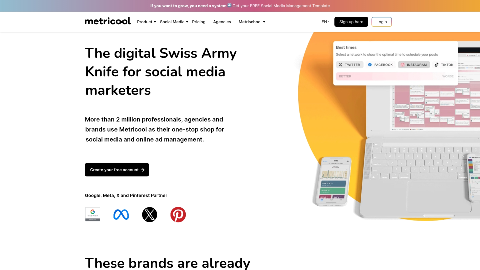 Metricool Cross-platform analytics dashboard