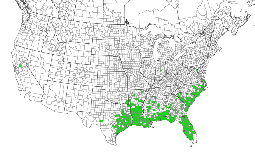 Map of Carpetgrass distribution
