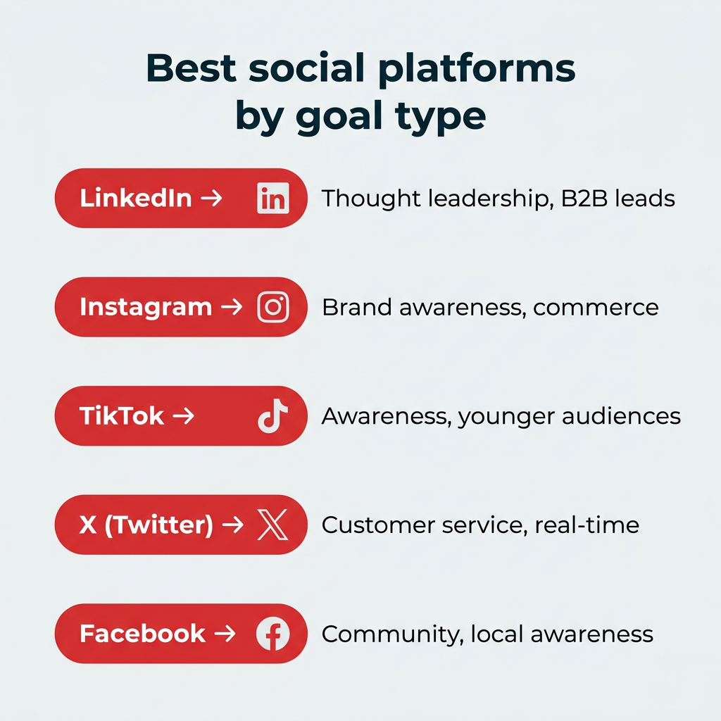 Best social platforms by goal type