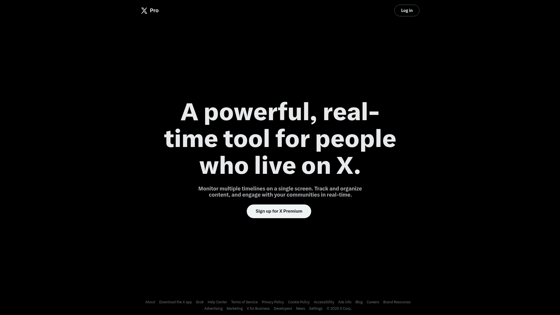 X Pro's column-based monitoring dashboard