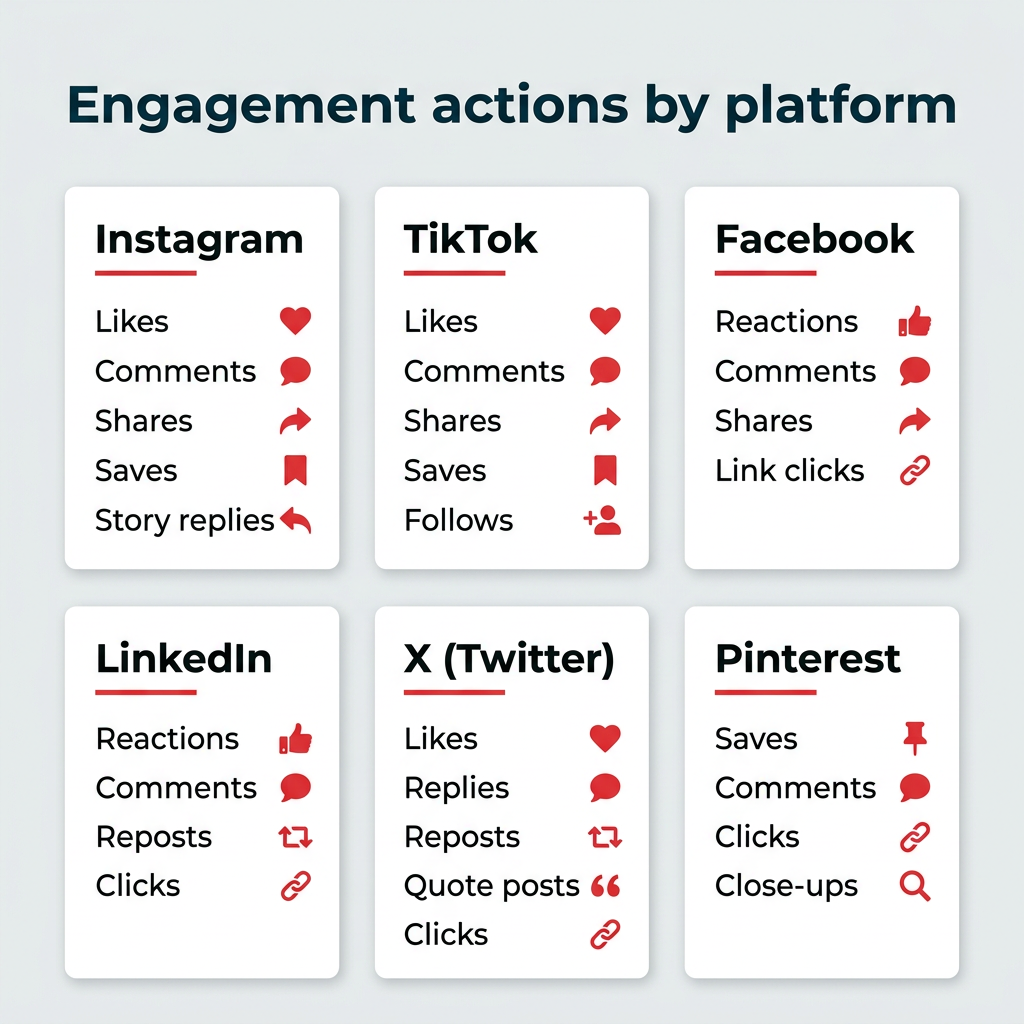 Engagement actions by platform