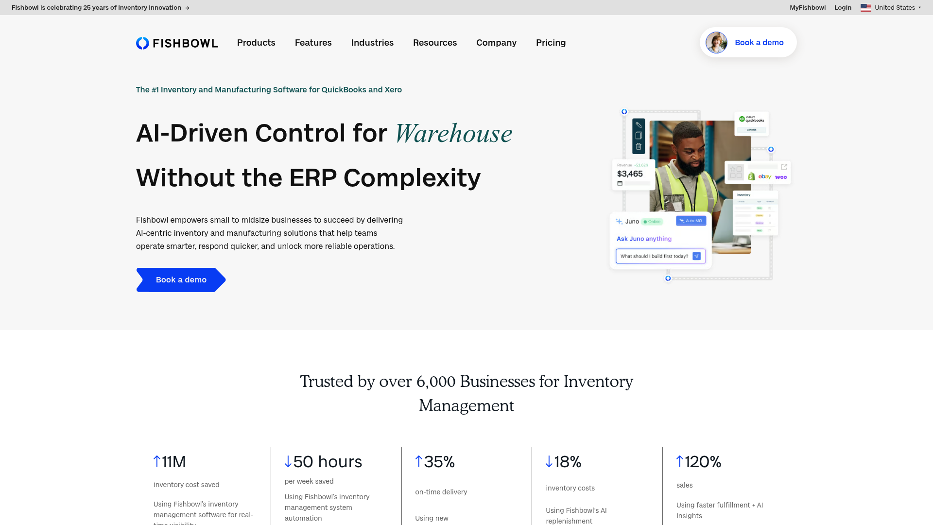 Fishbowl inventory management platform homepage