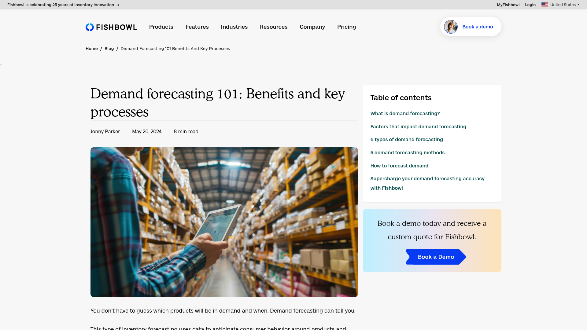 Fishbowl demand forecasting guide