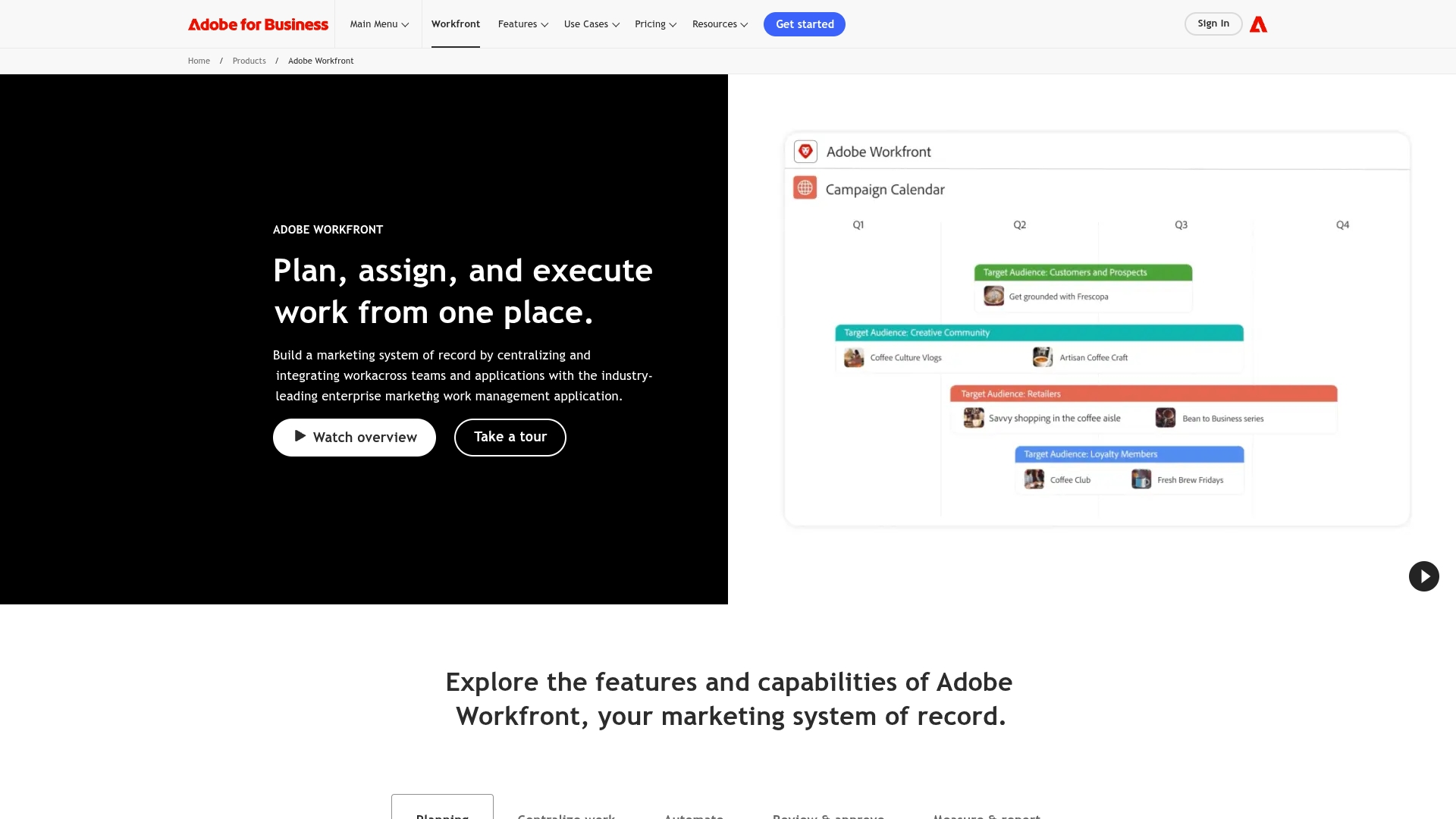 Screenshot of Adobe Workfront interface