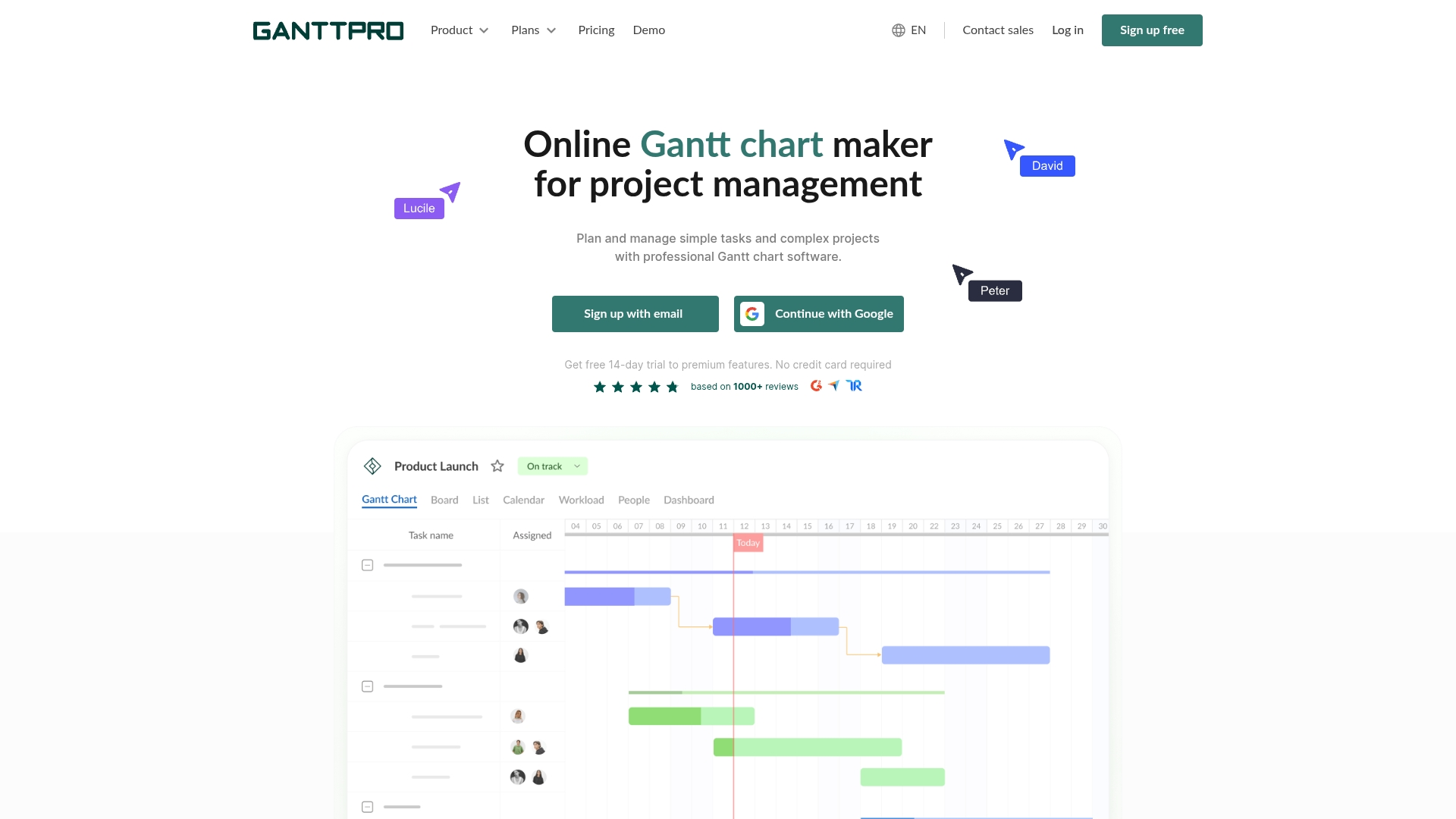 Screenshot of GanttPro interface