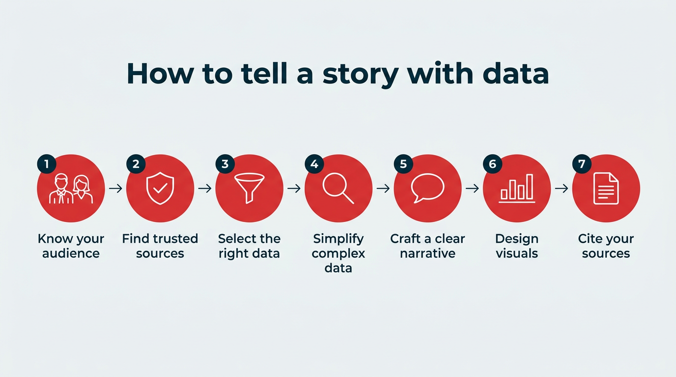 How to tell a story with data in seven steps, from knowing your audience to citing your sources