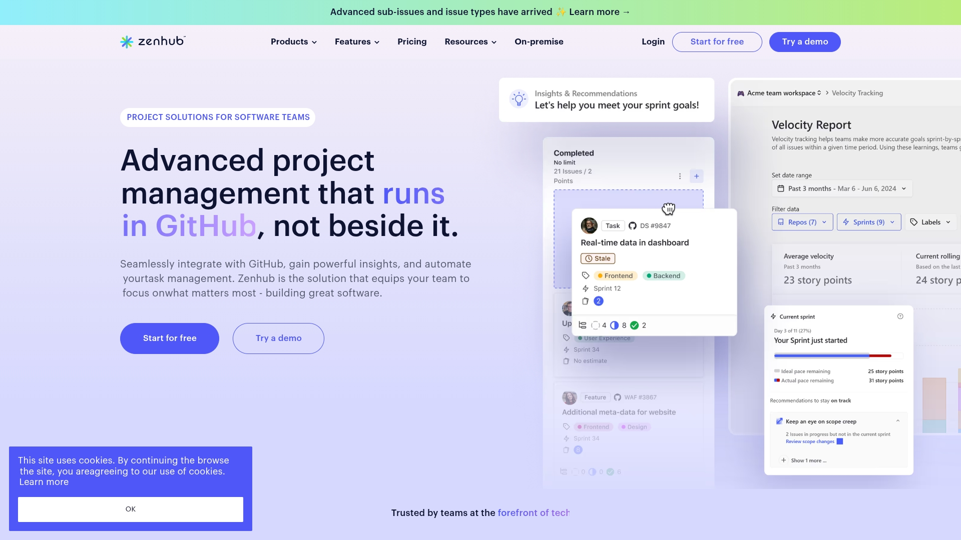 Screenshot of Zenhub interface