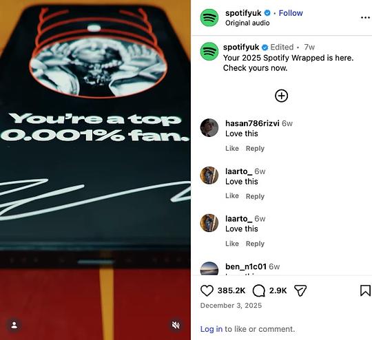 Spotify Wrapped 2025 Instagram campaign created a cinematic universe experience.