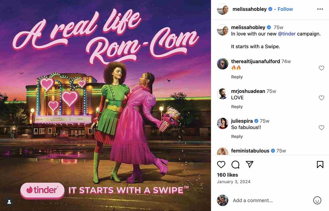 Tinder - it starts with a swipe Instagram campaign