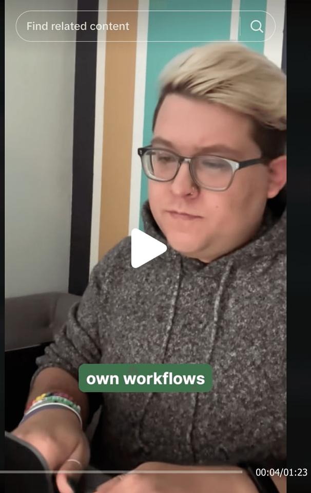 A TikTok video showing how the Sprout team uses our own tool to save time and increase workflow efficiency.