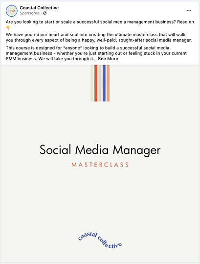 An example of a newsfeed Facebook ad that includes longform text and a visual element.